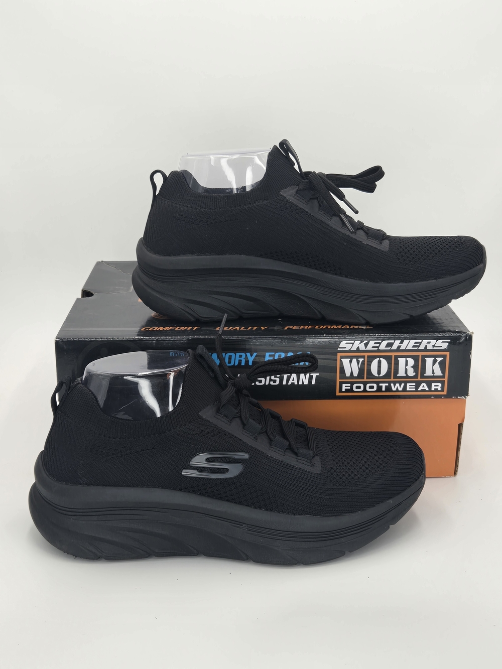 Skechers Work Relaxed Fit:D'Lux Walker Black Comfort Sneakers Women Size 8.5